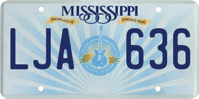 MS license plate LJA636
