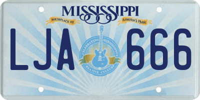 MS license plate LJA666