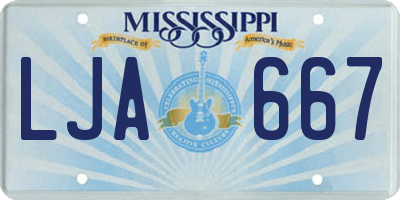 MS license plate LJA667