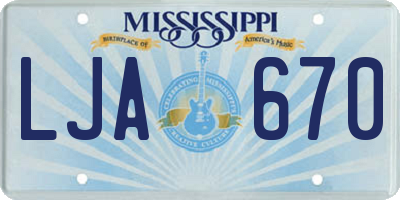 MS license plate LJA670