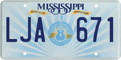 MS license plate LJA671