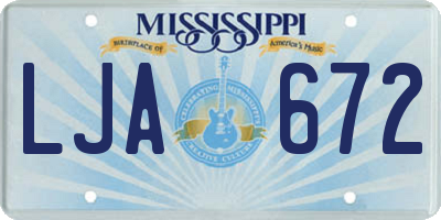 MS license plate LJA672