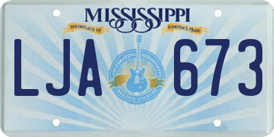 MS license plate LJA673