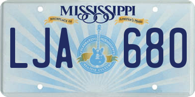 MS license plate LJA680