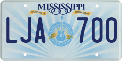 MS license plate LJA700