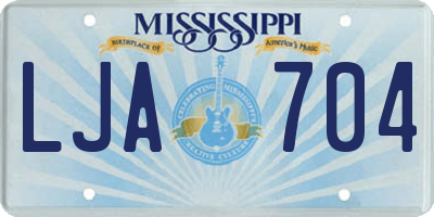 MS license plate LJA704