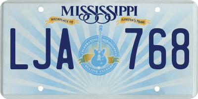 MS license plate LJA768