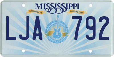 MS license plate LJA792