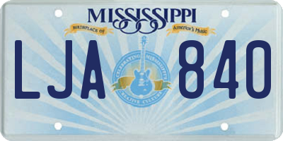 MS license plate LJA840
