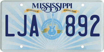 MS license plate LJA892