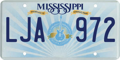 MS license plate LJA972