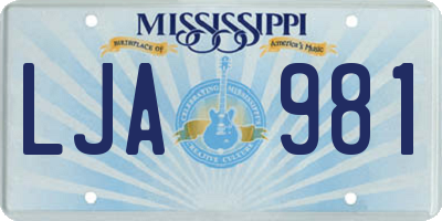 MS license plate LJA981