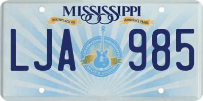 MS license plate LJA985