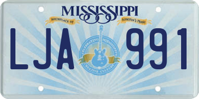 MS license plate LJA991