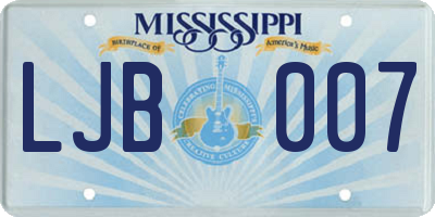MS license plate LJB007