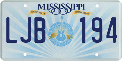MS license plate LJB194