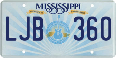 MS license plate LJB360