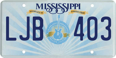 MS license plate LJB403