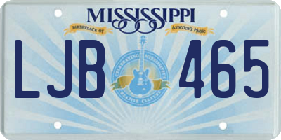 MS license plate LJB465