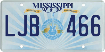 MS license plate LJB466