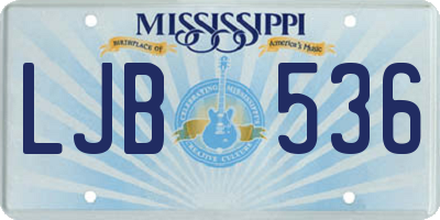 MS license plate LJB536