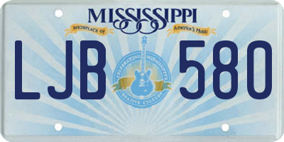 MS license plate LJB580