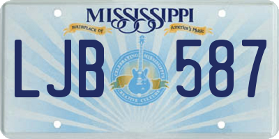 MS license plate LJB587