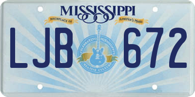 MS license plate LJB672