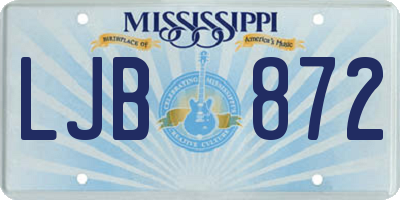 MS license plate LJB872