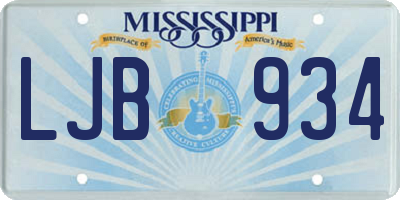 MS license plate LJB934