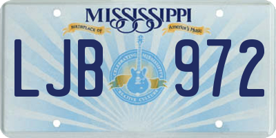 MS license plate LJB972