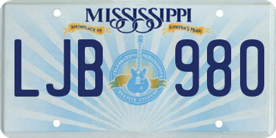 MS license plate LJB980