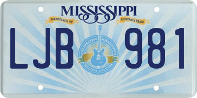 MS license plate LJB981