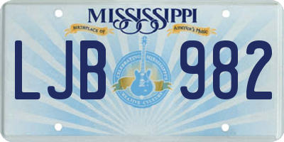 MS license plate LJB982
