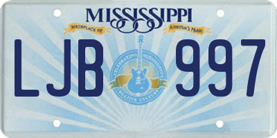 MS license plate LJB997