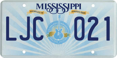 MS license plate LJC021