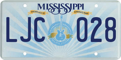 MS license plate LJC028