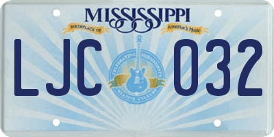 MS license plate LJC032