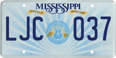 MS license plate LJC037