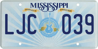 MS license plate LJC039