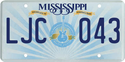 MS license plate LJC043