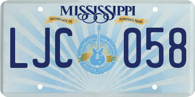 MS license plate LJC058