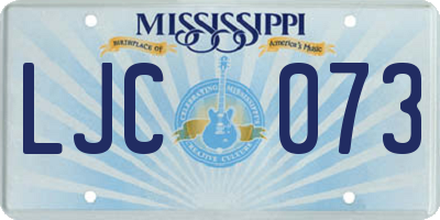 MS license plate LJC073