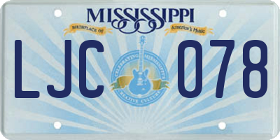MS license plate LJC078