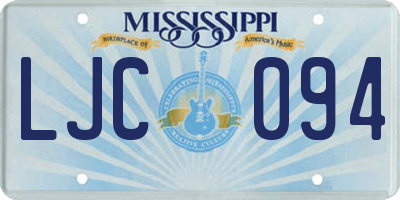 MS license plate LJC094