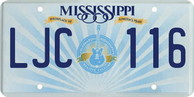 MS license plate LJC116