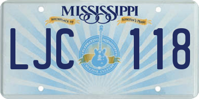 MS license plate LJC118