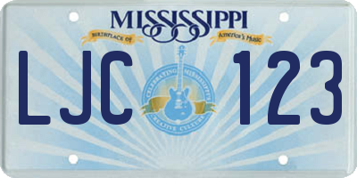 MS license plate LJC123