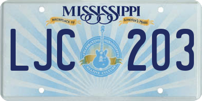 MS license plate LJC203