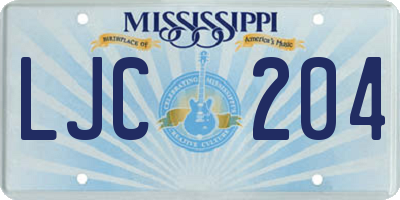 MS license plate LJC204